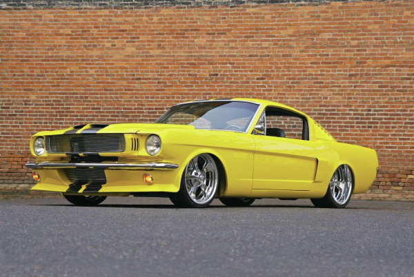 1965-ford-mustang-fastback+front-view-headlights-custom-yellow-paint