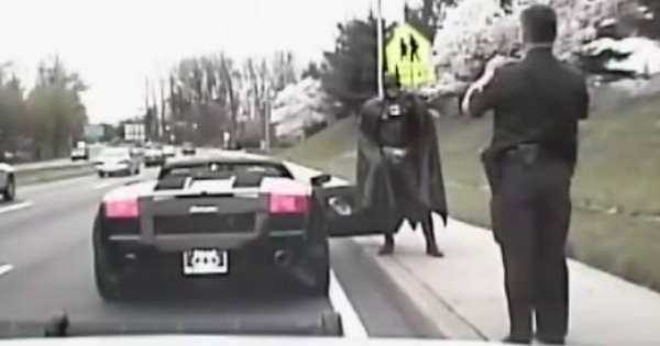 Cops Pull Over a Batmobile batman police 2