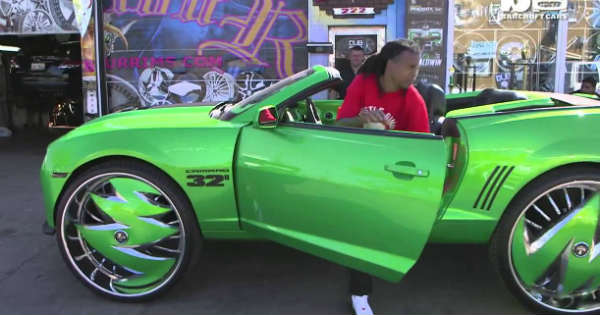 Custom Green Camaro Sits On Massive 32-inch Rims 1