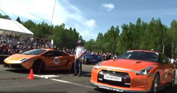 2000HP Lamborghini Gallardo UGR vs 1200hp NISSAN GT-R 1
