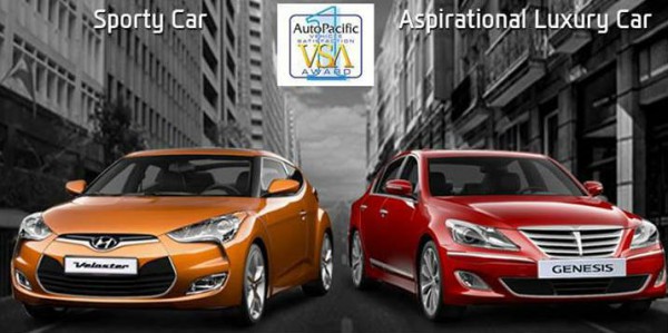 2013 vehicle satisfaction award veloster genesis f