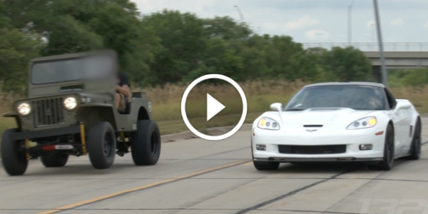 CRAZY DRAG RACE Corvette ZR-1 vs Supercharged & Sprayed Willy JEEP LSx! 32 Supercharged Jeep