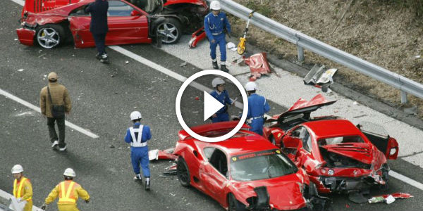 14 supercar crash pile-up in Japan