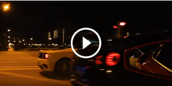 Nissan GTR vs 2 Ferraris Night Street Race in Singapore 1