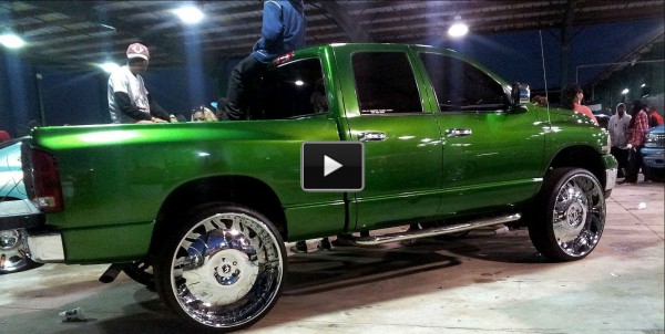 Green Dodge Ram forgiato rims 32