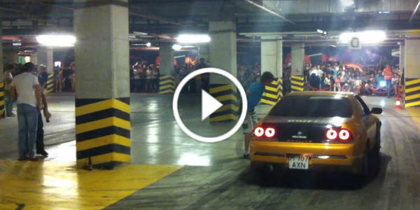 Nissan Skyline R33 At Astana GT Parking Garage Drift Show 2