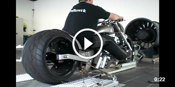 bike with worlds biggest tire on dyno