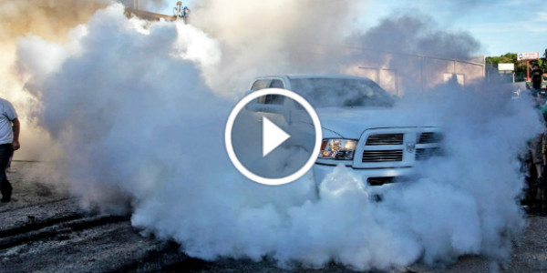 4X4 BURNOUT - 15000lbs Dumpster vs 8000lbs Dodge Ram Pickup 6
