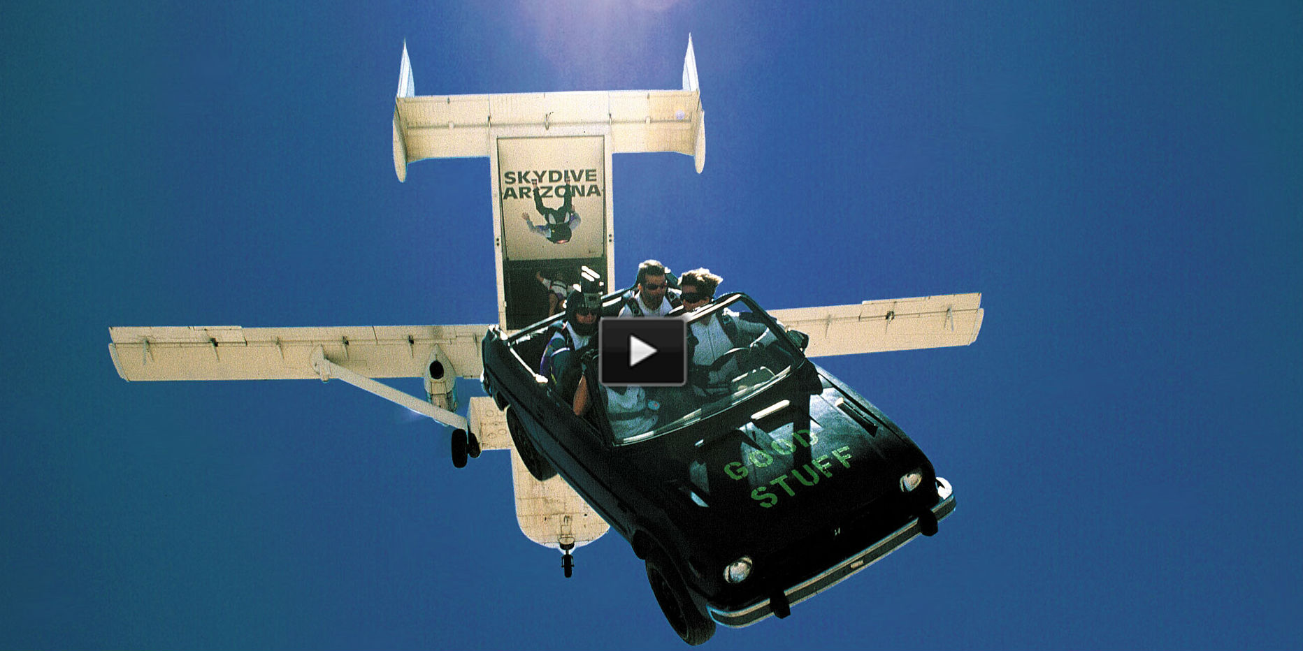 skydiving in a car airplane