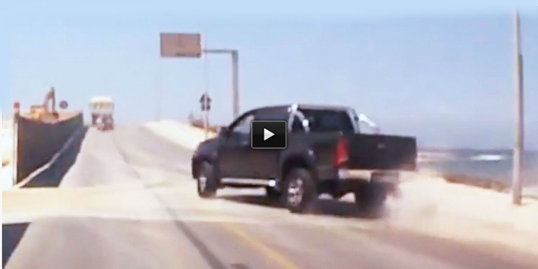 speeding truck road construction barrier