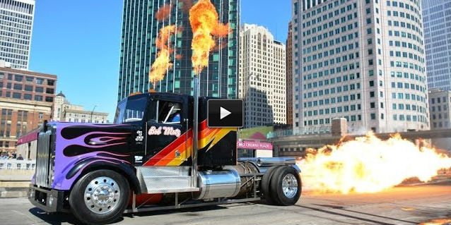Throwing Exhaust flames truck