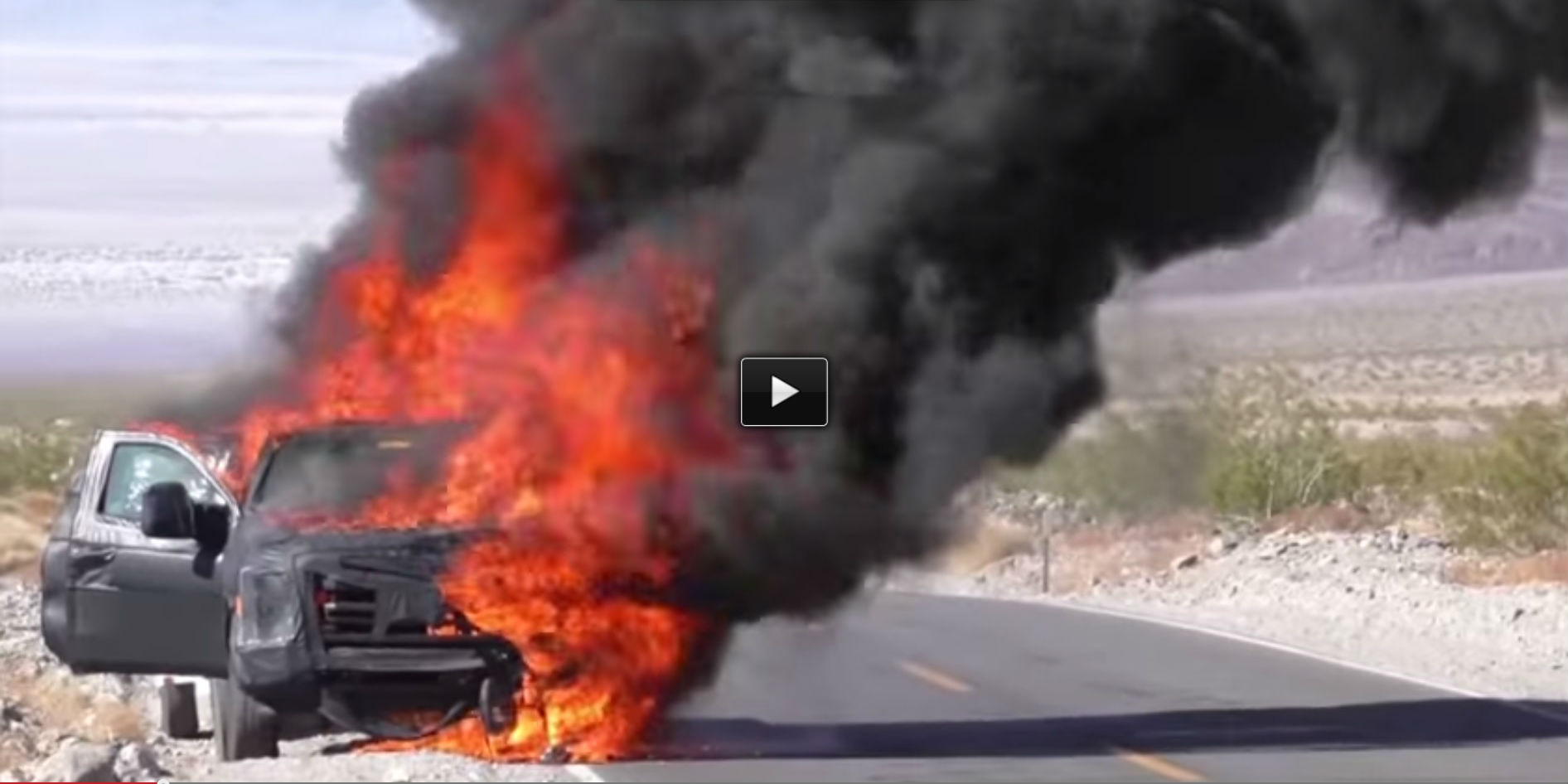 2016 Ford Super Duty prototype on fireFord Super Duty prototype on fire