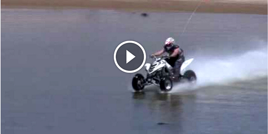 Hydroplaning Quad Hydroplanes The Lake With a QUAD