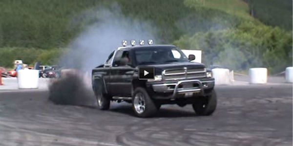 cummins powered massive Dodge ram 2500 drifting