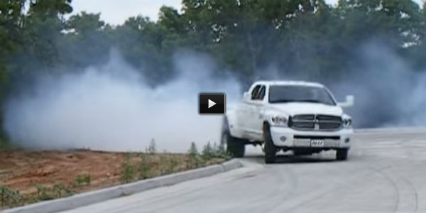 6.7 Mega Cab Cummins Dually burnout and donuts