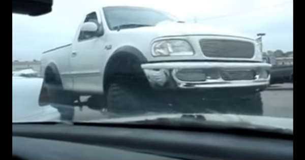 Lifted Truck parking lot road rage climbs 1