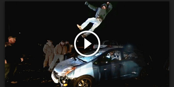 Diesel Truck vs Prius priuse destroyed by diesel trucks