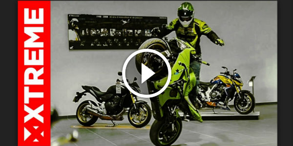 Awesome DRIFT STUNT Show in a BIKE Showroom! Watch This EXTREME French Performance