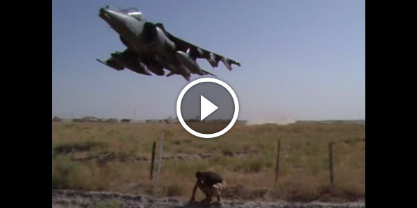 British Harrier JET Flies Couple of INCHES ABOVE This Guy Almost SHAVE His Hair!