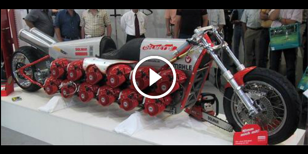 Crazy Idea Becomes A Reality! See This Unique Bike Powered Up By 24 Chainsaw Engines! No Comment!!