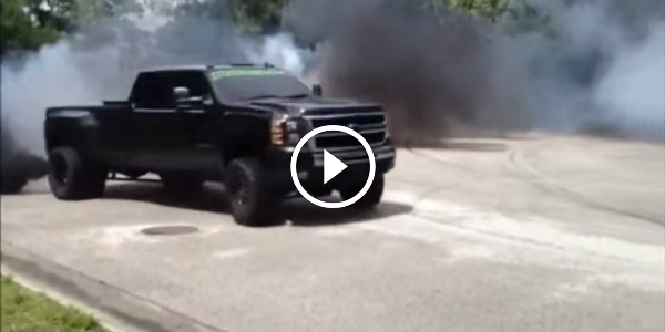 Diesel Truck Burnouts Makes Up A Big Black Smoke! Watch This Massive Burnout And Rolling Coal!!
