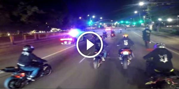 Motorcycle Police Chase Gang Of Motorcycles EVADED Police Cars Helicopter
