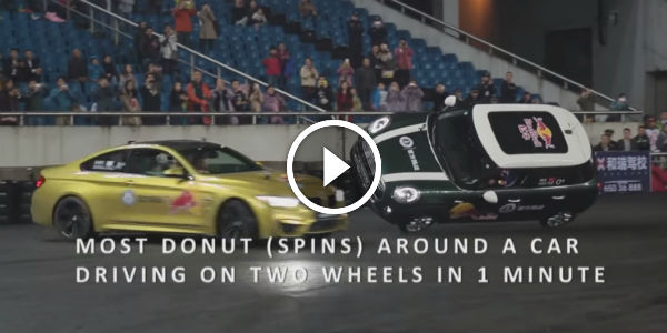 GUINNESS World RECORD for Most DONUTS Around a CAR Driving on 2 Wheels In JUST 1 MINUTE!