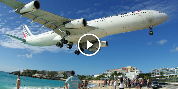 The Coolest Beach In The World Welcomes Planes Everyday! Spectacular risky landing