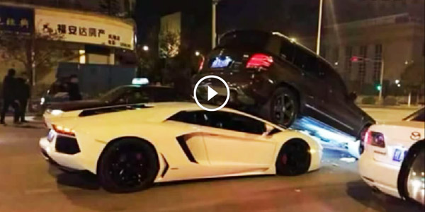 Lamborghini crash at Mercedes