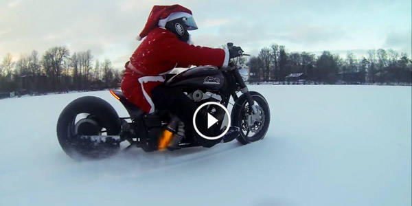 santa snow bike drift
