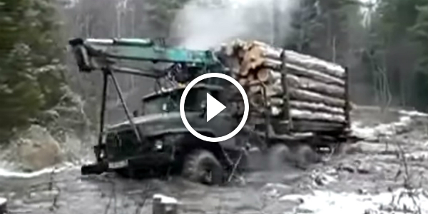 4320 Ural Truck Does An EXTREME Off Road While Loaded With HEAVY WOODPILES! This Driver Is CRAZY!!