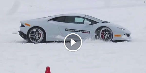 David Morley Drifting a Lamborghini Huracan in Snow
