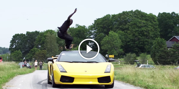 Lamborghini Jumper Heart Stopping Moment Ousseyni Gobitaca Jumps Over Lamborghini