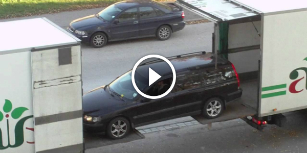 CREATIVE DANES! They Put A Car from One Truck To Another In A Pretty Creative Way! HAVE TO SEE THIS!!!! Car Loading
