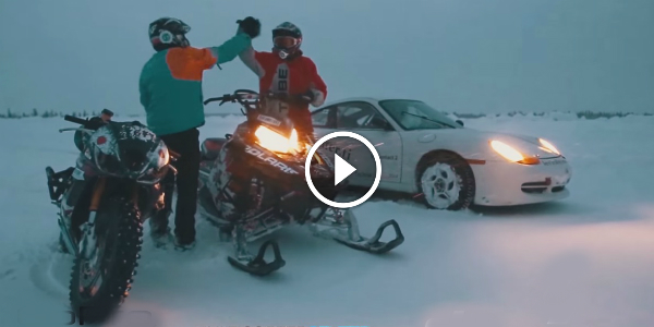 STREETBIKE RALLYCAR And SNOWMOBILE ON ICE Must SEE! 3