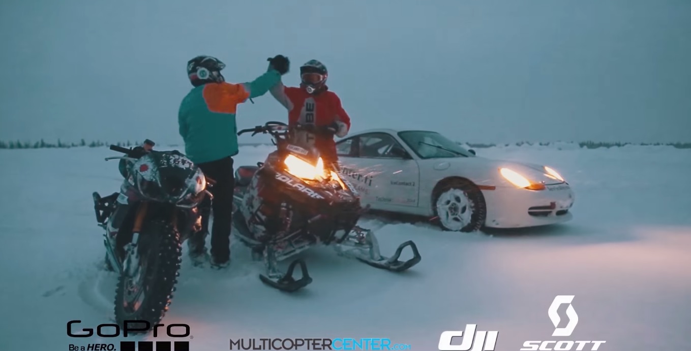 STREETBIKE, RALLYCAR And SNOWMOBILE Going Wild ON The ICE!!! Pure MASTERPIECE! Must SEE!