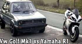 1056HP VW Golf Mk1 Sleeper vs 182HP Yamaha R1 1