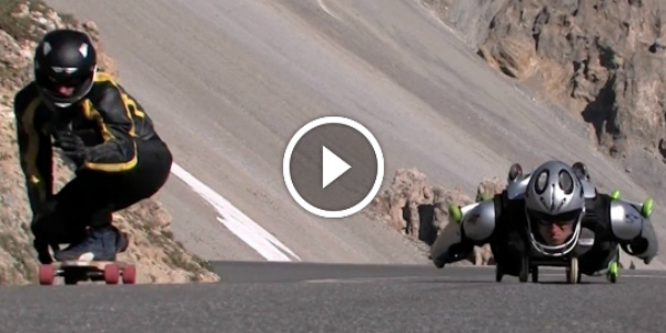 Who Is FASTER! ROLLERMAN vs LONGBOARD EXTREME DOWNHILL BATTLE In The ALPS!!! MUST SEE! 123