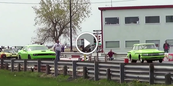 Dodge Drag Racing 1961 Dodge Lancer slant 6 vs 2015 Dodge Challenger Hellcat