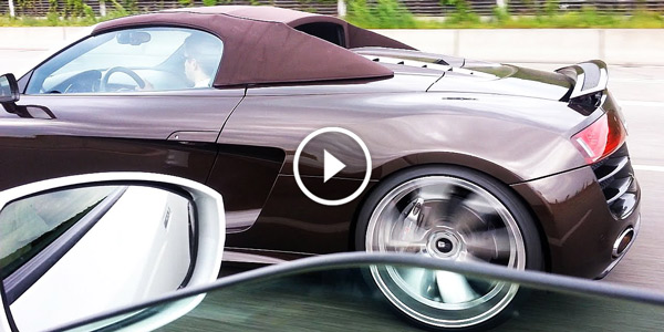 AUDI V10 V8 Spyder vs Nissan GTR Autobahn RACE Sound