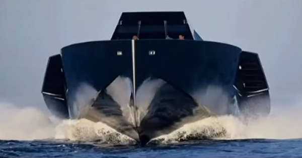 Superyacht DARTH VADER BOAT San Francisco Bay BLACK STEALTH SHIP 1