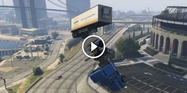 GTA 5 stunt - Semi Truck Stunt Jump 11