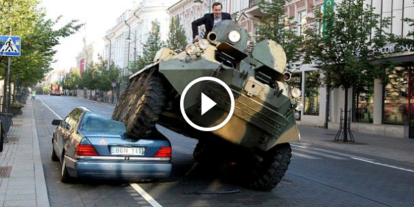 Vilnius Mayor Illegally Parked Automobiles By Running Them Over With A TANK 11