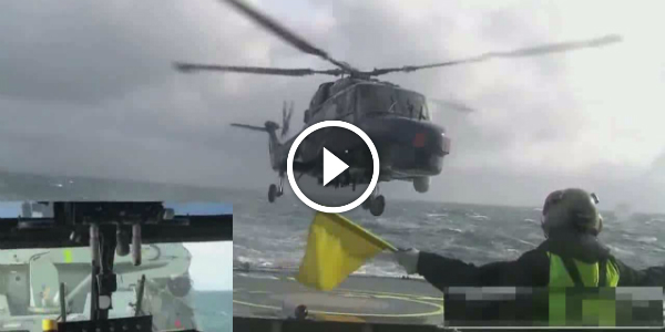 LYNX Helicopter Lands On A SHIP On Rough Water 11