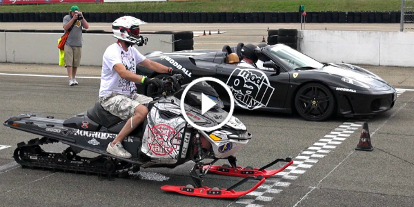 SNOWMOBILE vs ferrari DRAG RACE A Ferrari 458 & F430 Spider 11