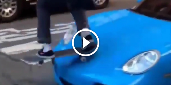 Skater Jumps On A PORSCHE 12