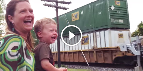 Superhero Daddy Engineer's Son Realizes His Dad is Driving Passing Train