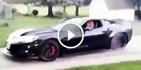 Hot girl does burnout in twin turbo Corvette