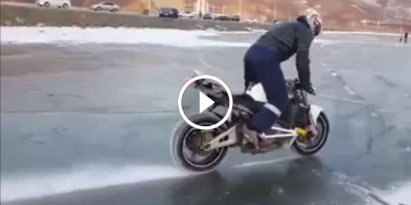 BIKE BURNOUTS On A Frozen Lake ice 2412