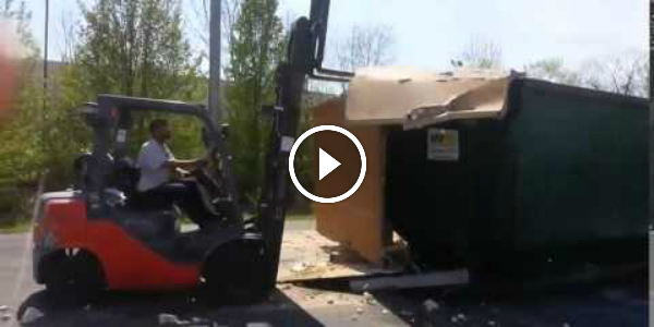 wrecked shed DESTROYED A BARRACK With A FORKLIFT 11